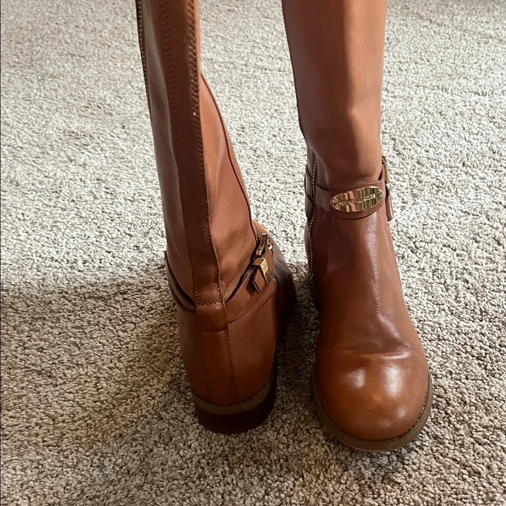 Michael Kors Cognac Brown Leather Riding Boots